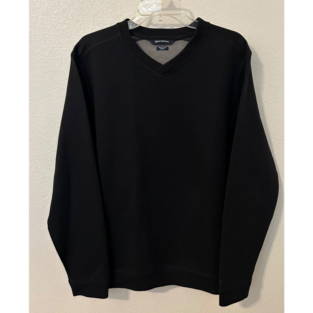Cutter & Buck Mens V-Neck Sweater  / Sweatshirt Medium Black Preowned Nice
